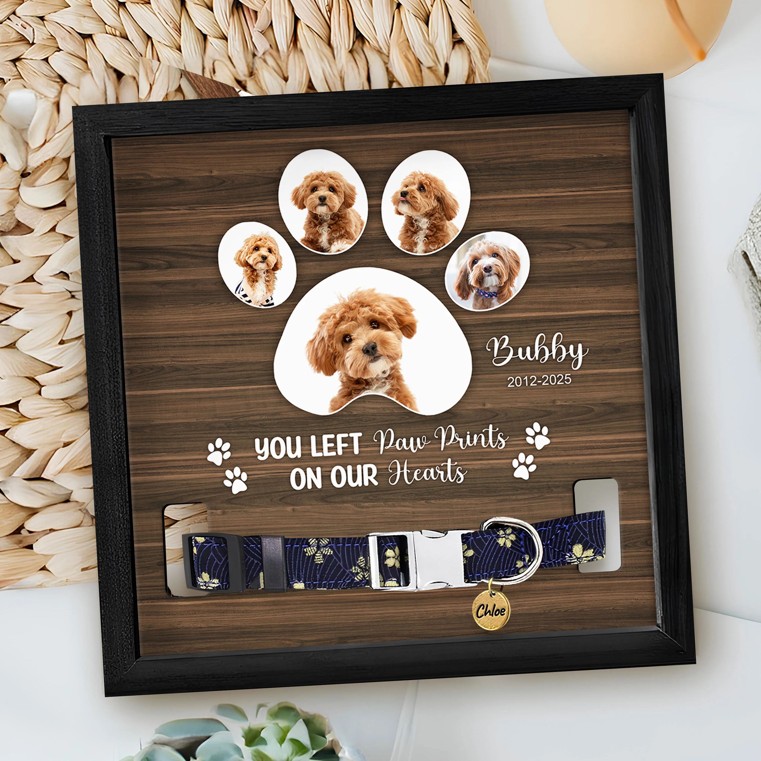 Custom Photo You Left Paw Prints On Our Hearts Memorial Square Collar Frame TH10 892717 - Image 2