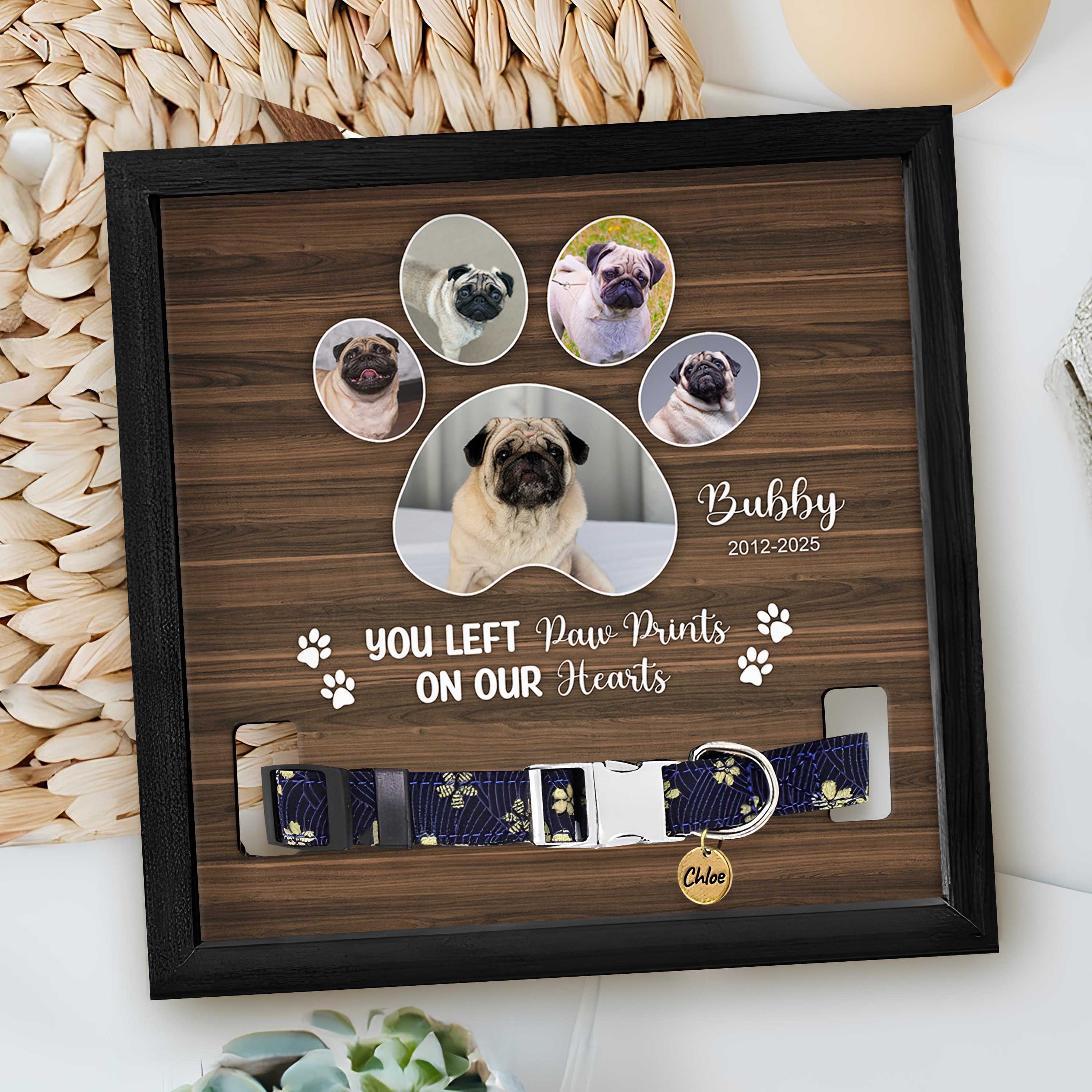 Custom Photo You Left Paw Prints On Our Hearts Memorial Square Collar Frame TH10 892717 - Image 4