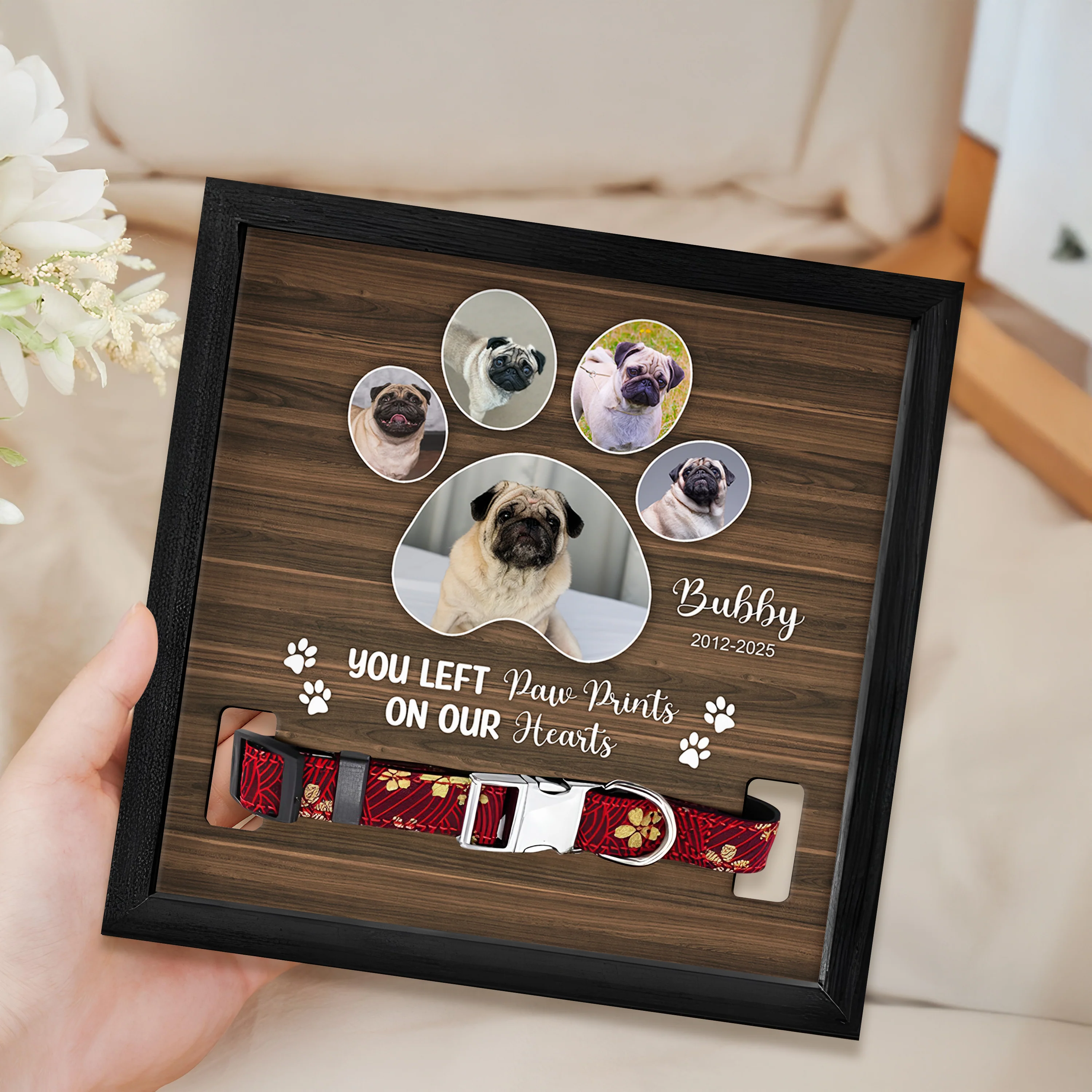 Custom Photo You Left Paw Prints On Our Hearts Memorial Square Collar Frame TH10 892717 - Image 7