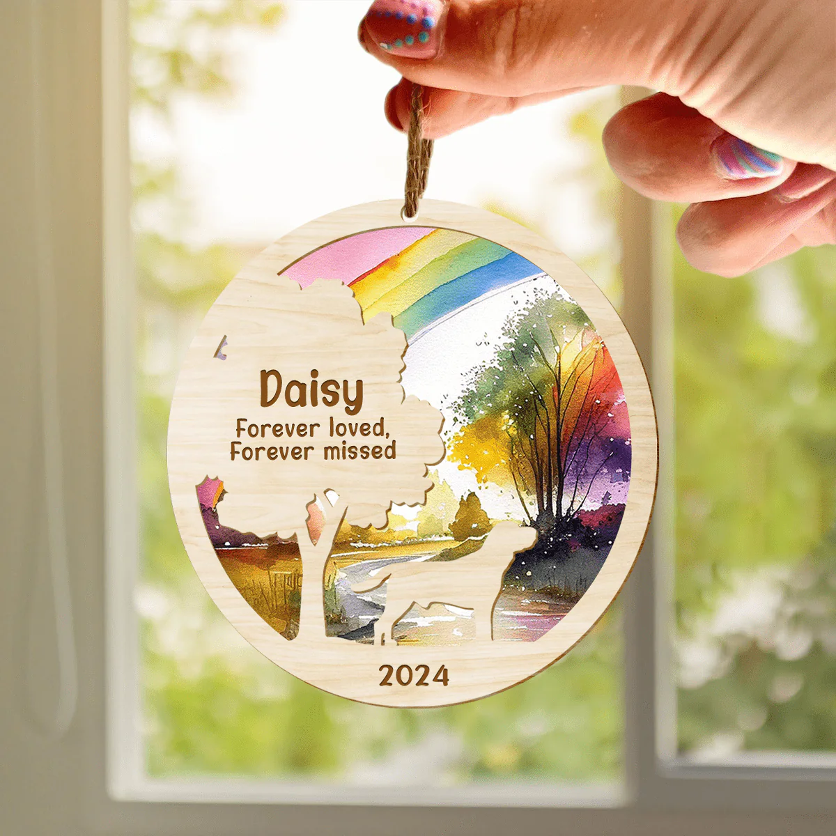 Dog With Rainbow Bridge Layer Wood Ornament Personalized Gift N304 889939