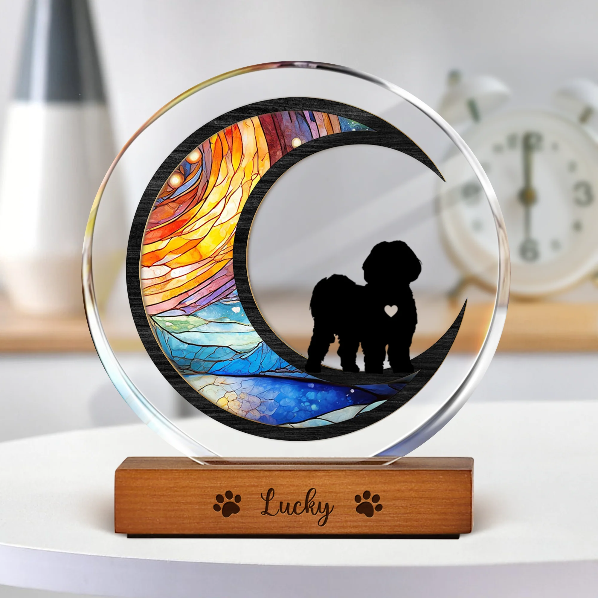 Don’t Cry Because It Is Over Pet Memorial Round Acrylic Frame Block TH10 894071 - Image 2