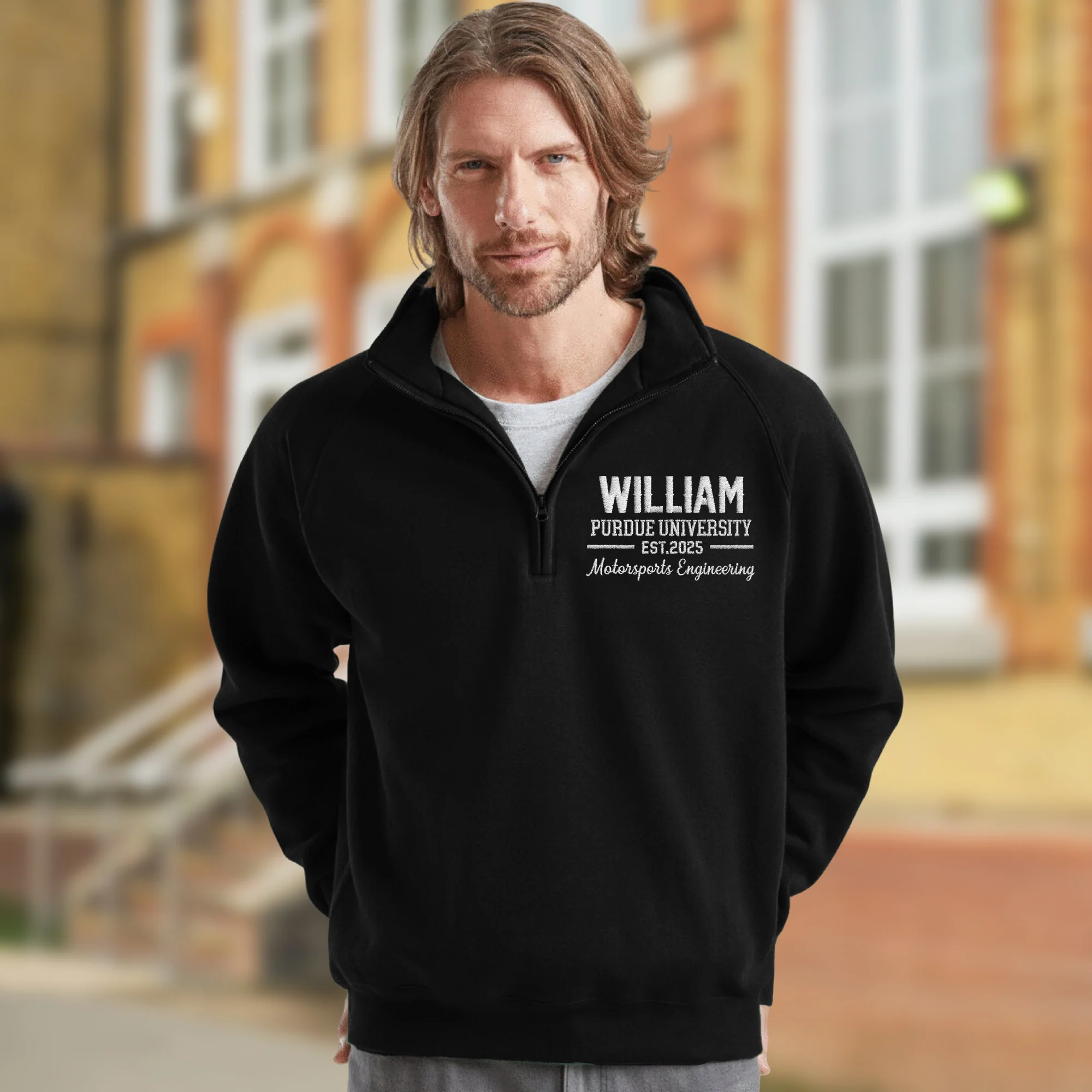 Embroidered University Quarter Zip Pullover, Custom College Shirt, Personalized School Sweatshirt TH10 898163 - Image 4