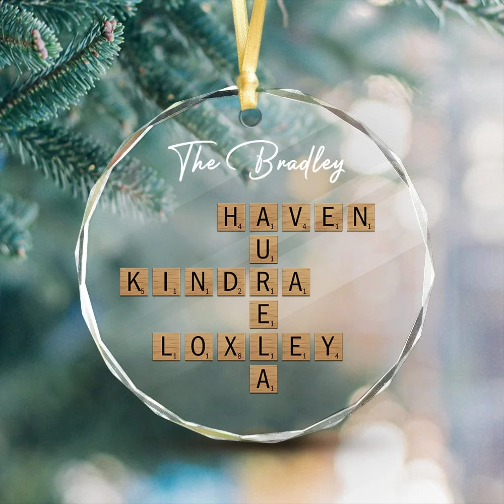 Family Crossword Puzzle Christmas Glass Ornament Personalized Gift TH10 892069 - Image 2