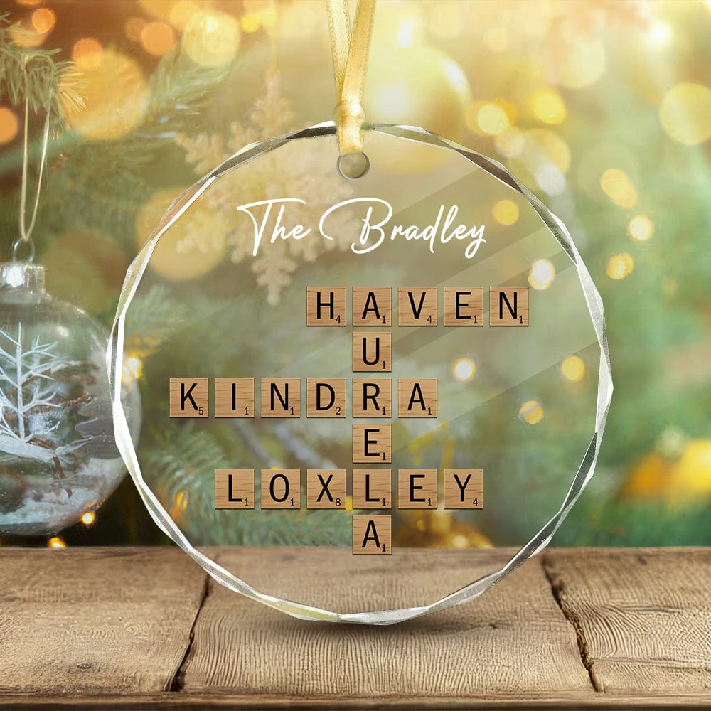 Family Crossword Puzzle Christmas Glass Ornament Personalized Gift TH10 892069 - Image 3