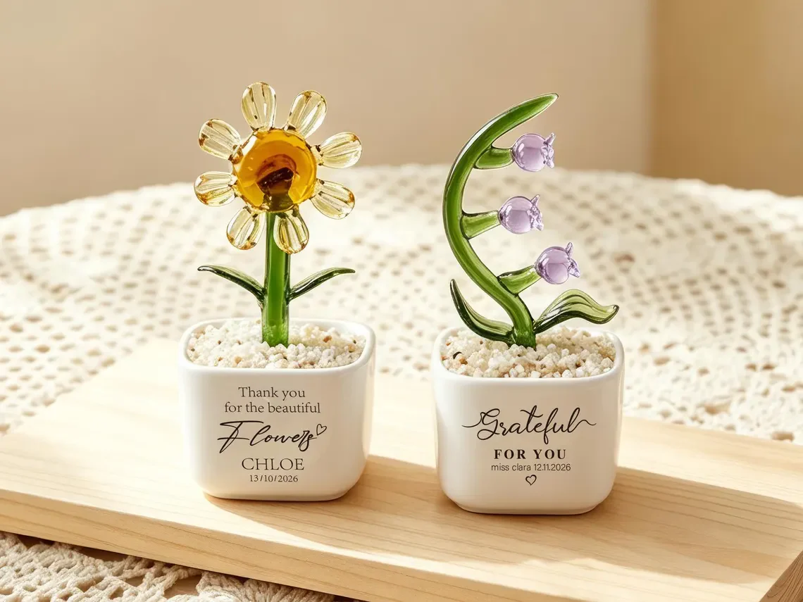 Glass Plant Pot, Personalized Name Mini Glass Flower, Teacher Appreciation Desk Table Decoration TH10 170207 - Image 8