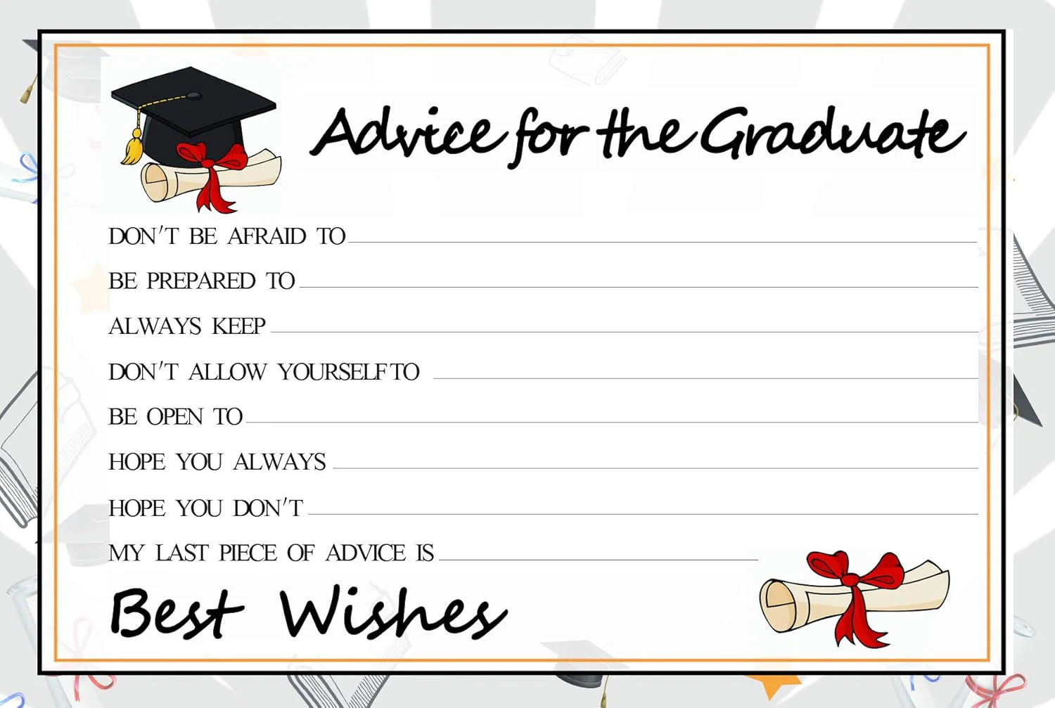 Graduation Wish Cards - College Graduation Celebration Party Advice Cards TH10 169717 - Image 3