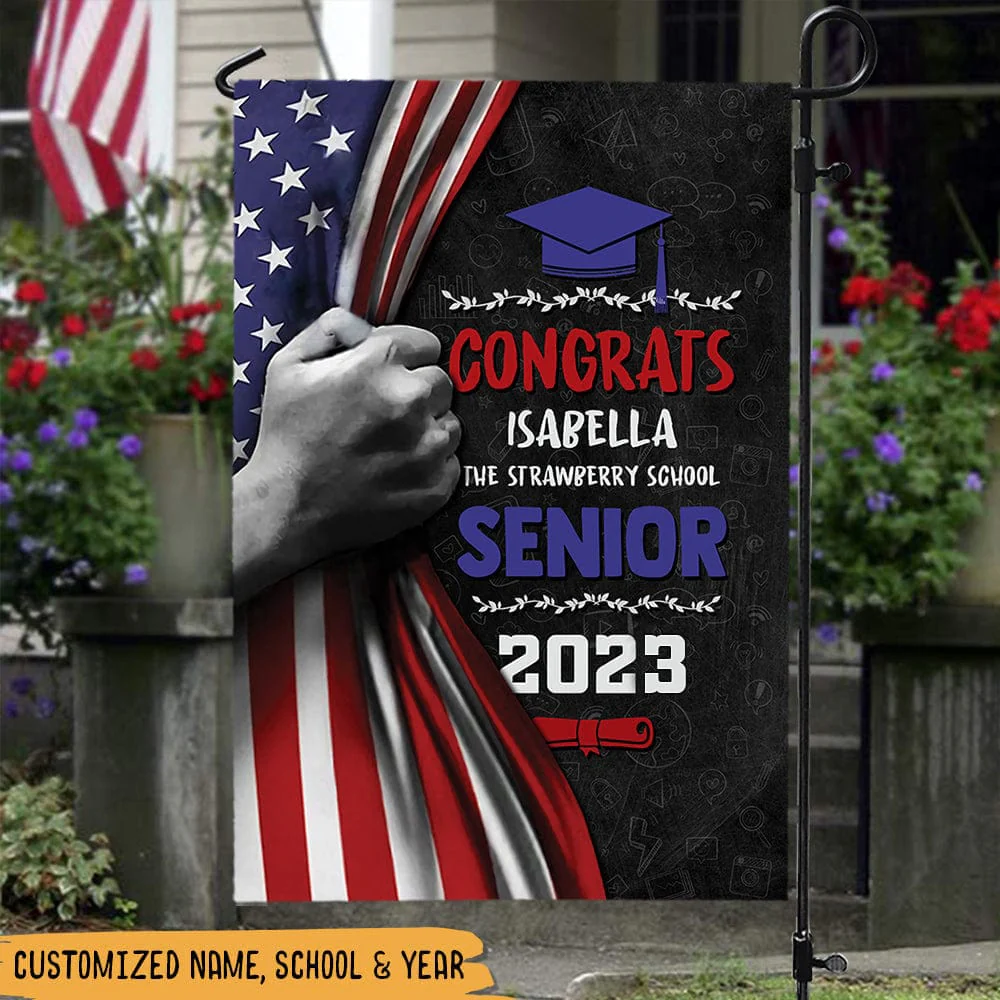 Graduation With America Flag Graduation's Day Flag HN590 - Image 2