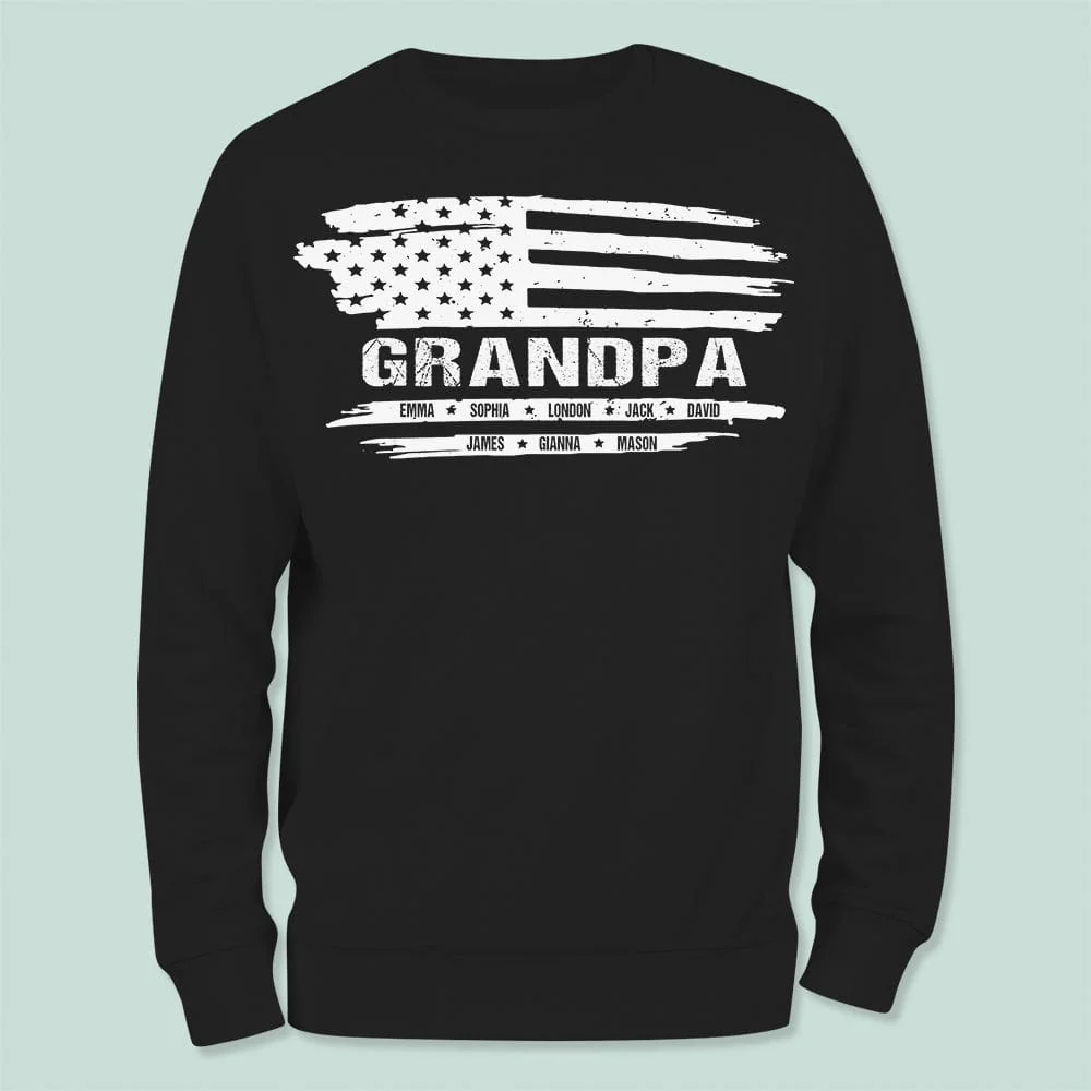 Grandpa American Flag Custom Kids Name Shirt TA29 889211 - Image 3