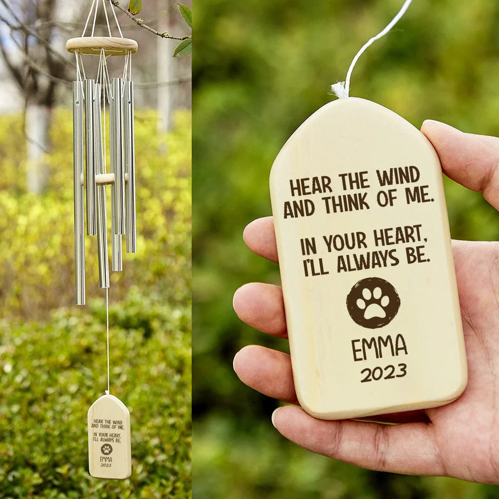 Hear The Wind And Think Of Me Dog Cat Memorial Wind Chimes Personalized Gifts K228 889829 - Image 2