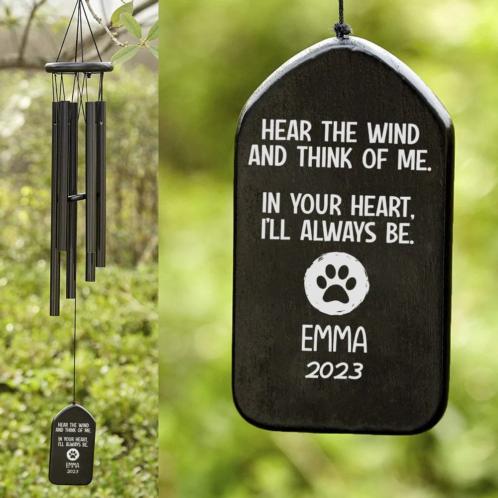 Hear The Wind And Think Of Me Dog Cat Memorial Wind Chimes Personalized Gifts K228 889829 - Image 3