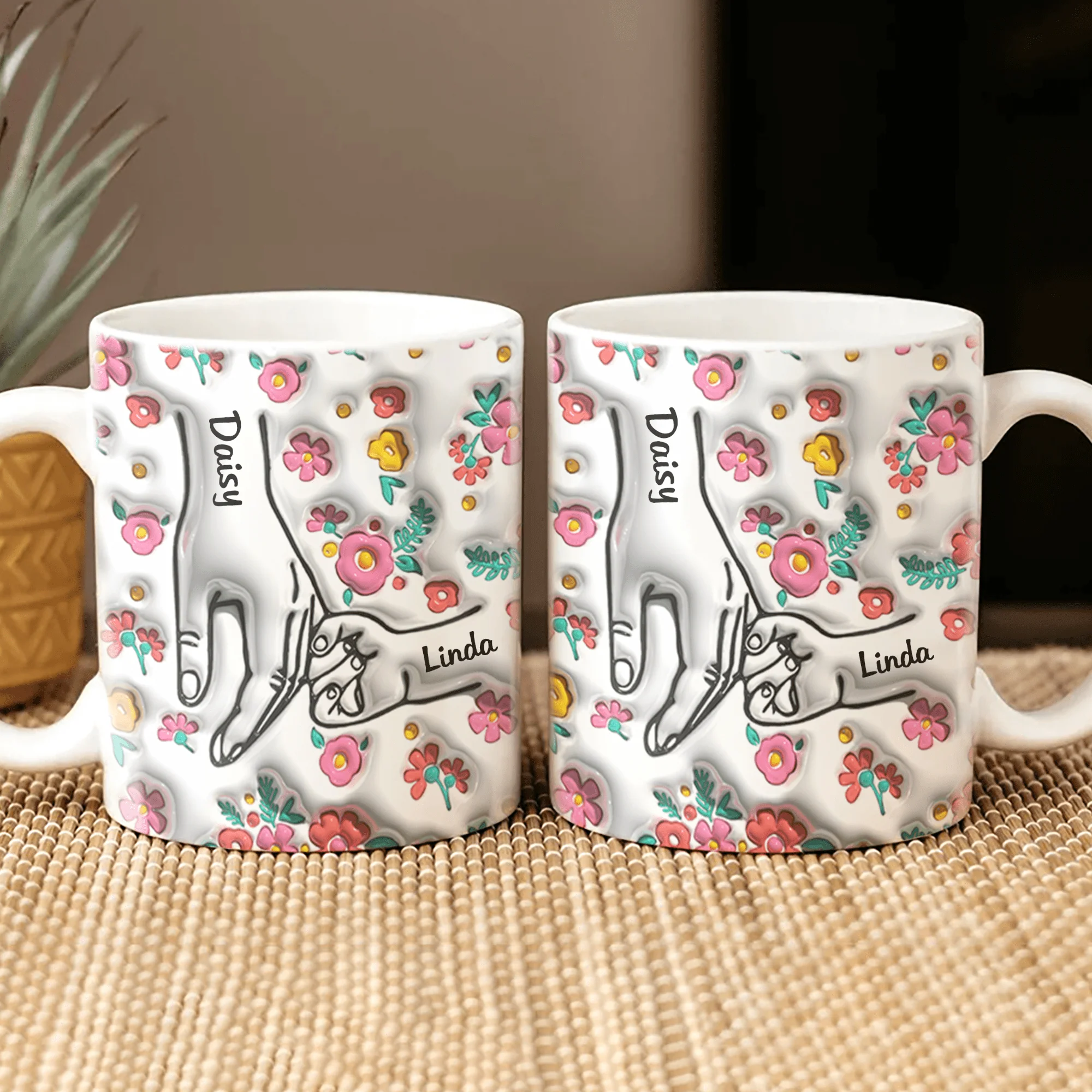 Holding Mother's Hand Family 3D Mug Personalized Gift TH10 890891