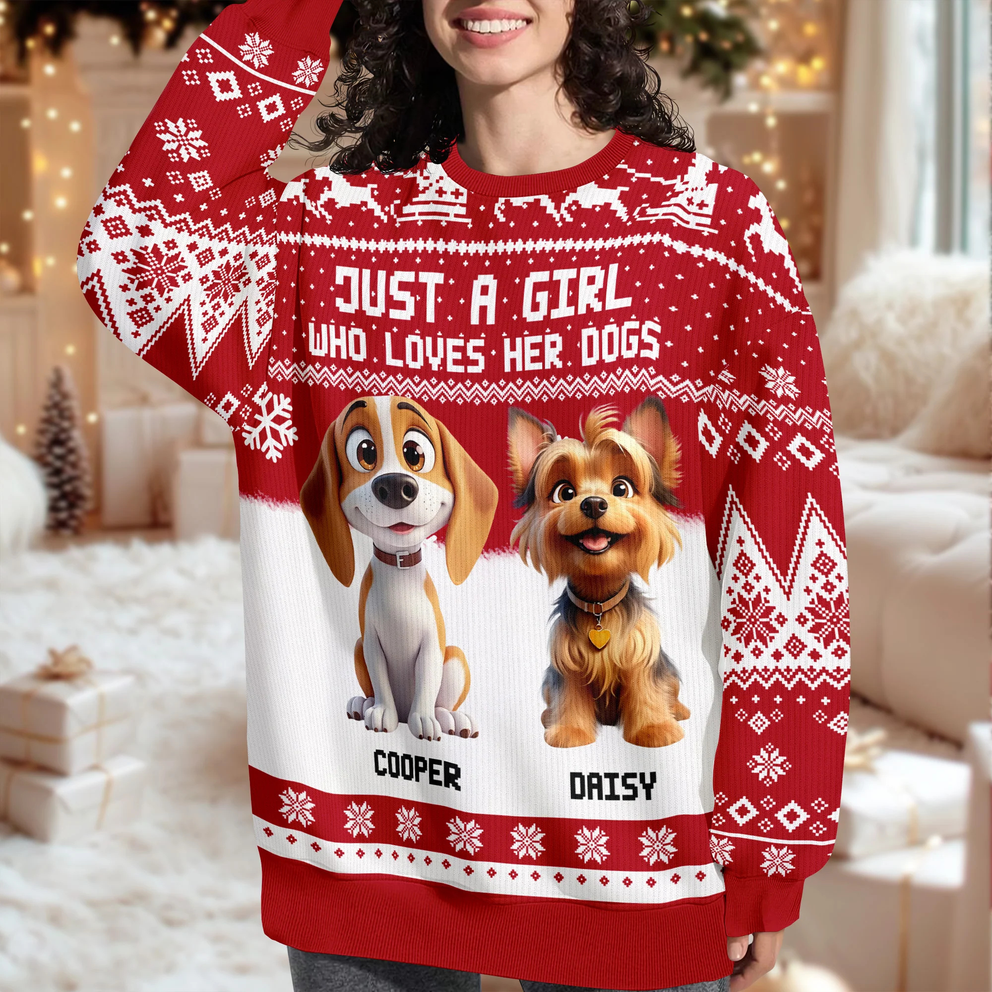 Just A Girl Who Loves Her Dog Christmas Ugly Sweater TH10 896289 - Image 7