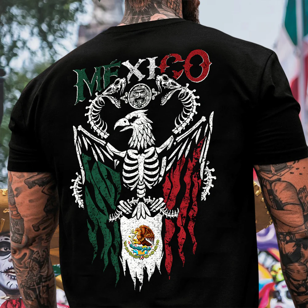 Mexico Flag Eagle Snake Bone Shirt For Dad N369 896043 - Image 2