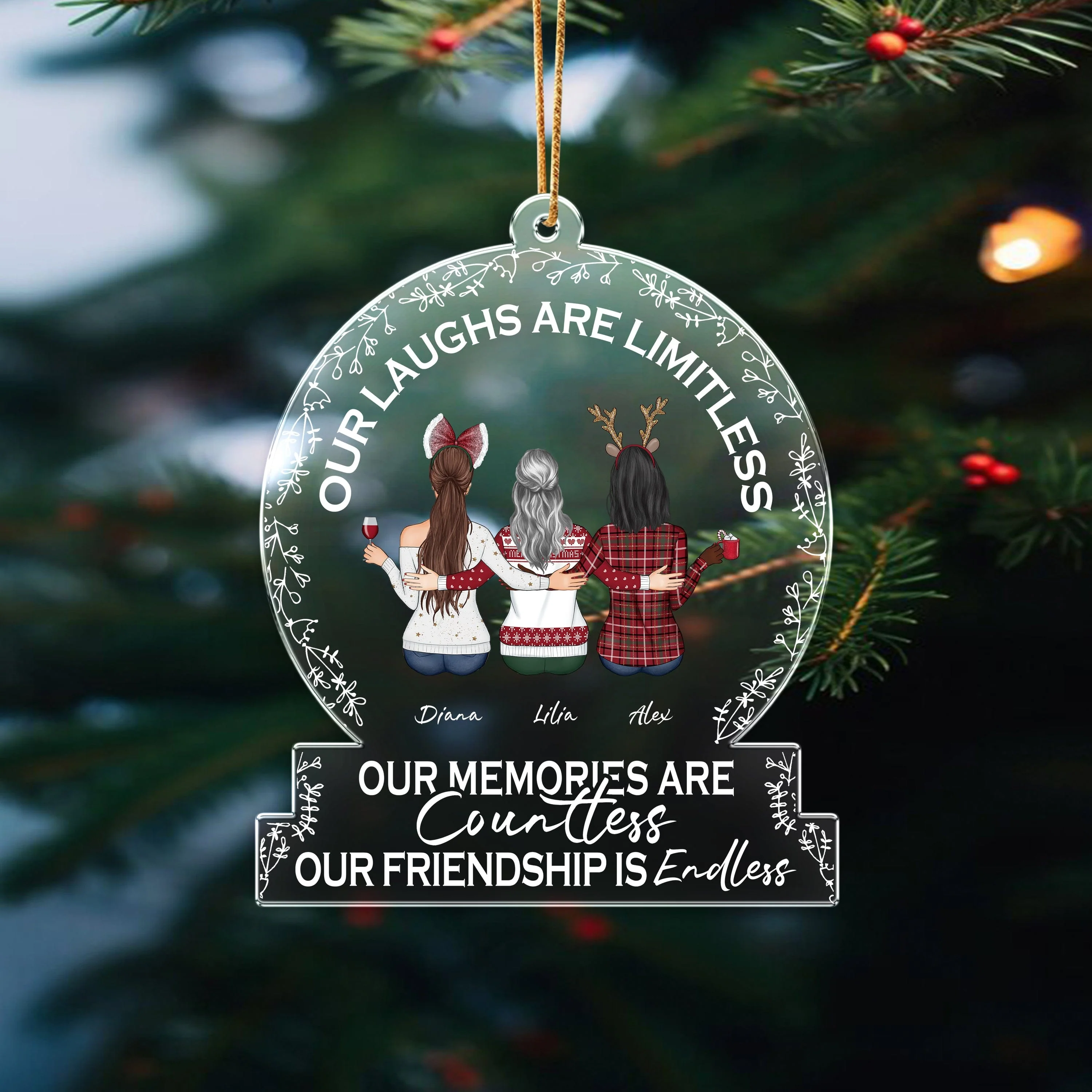 Our Laughs Are Limitless For Bestie Christmas Acrylic Ornament TH10 891493 - Image 3
