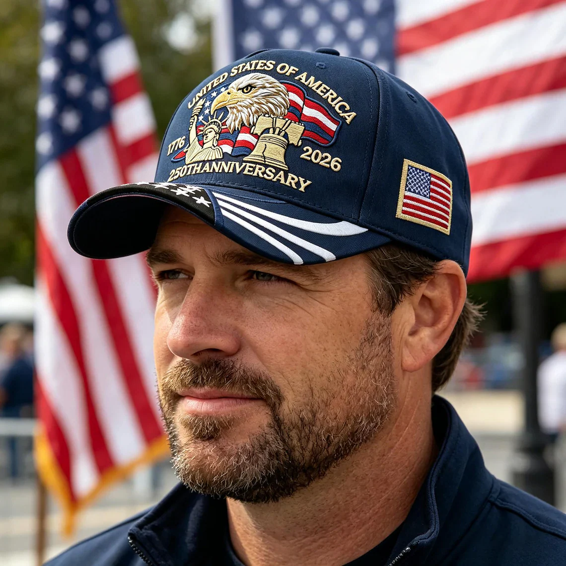 Patriotic Eagle & Liberty – United States 250th Anniversary Embroidered Cap TH10 170047 - Image 6