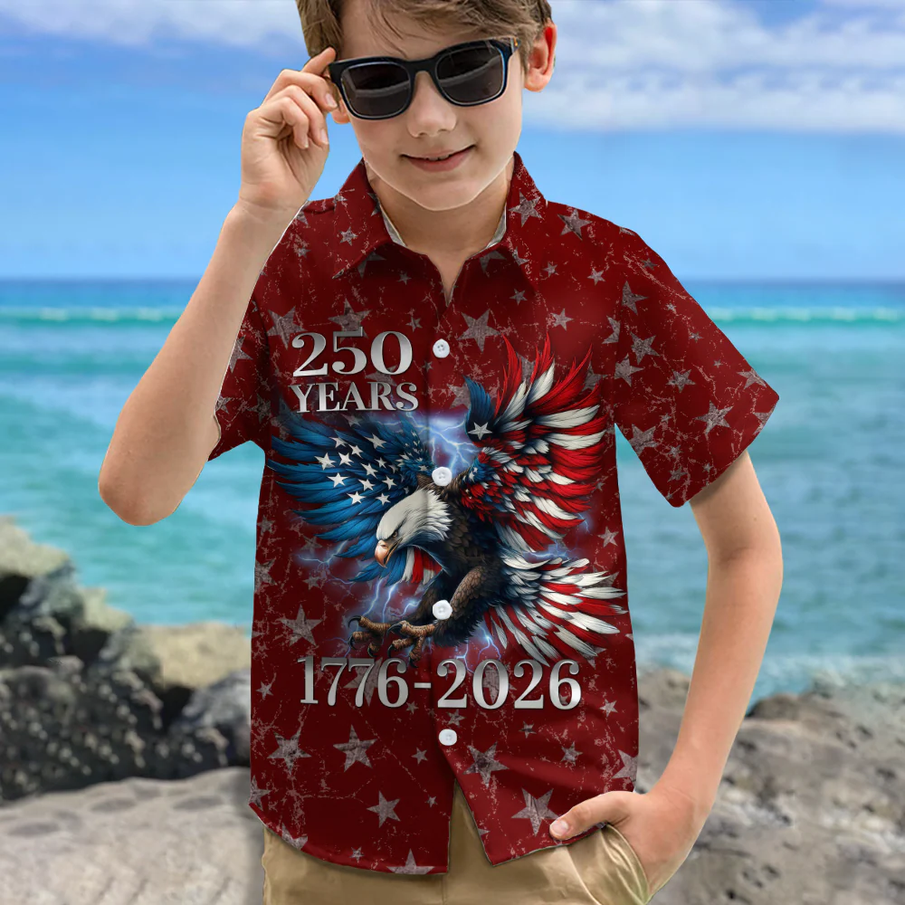 Personalized 250th Anniversary Eagle Patriotic American Kid Hawaii Shirt TH10 169541 - Image 3