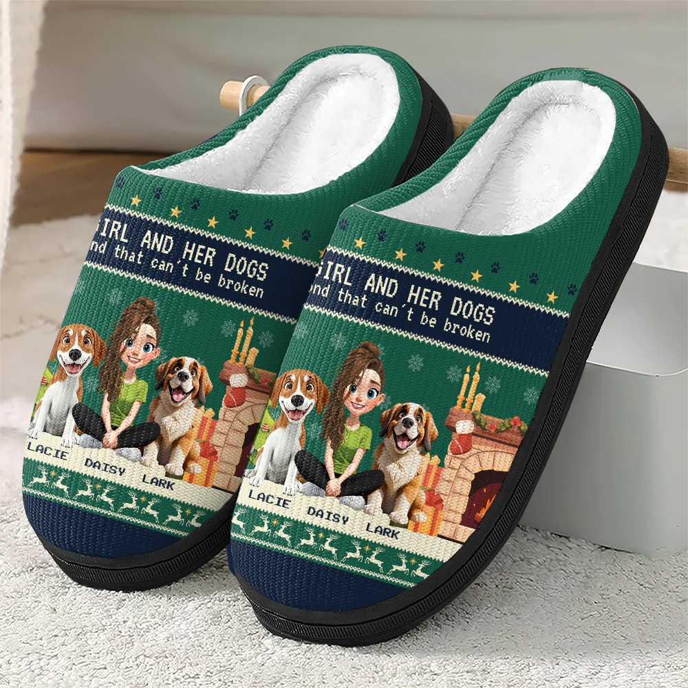 Personalized A Girl And Her Dog Slipper For Dog Lover TH10 896335 - Image 3