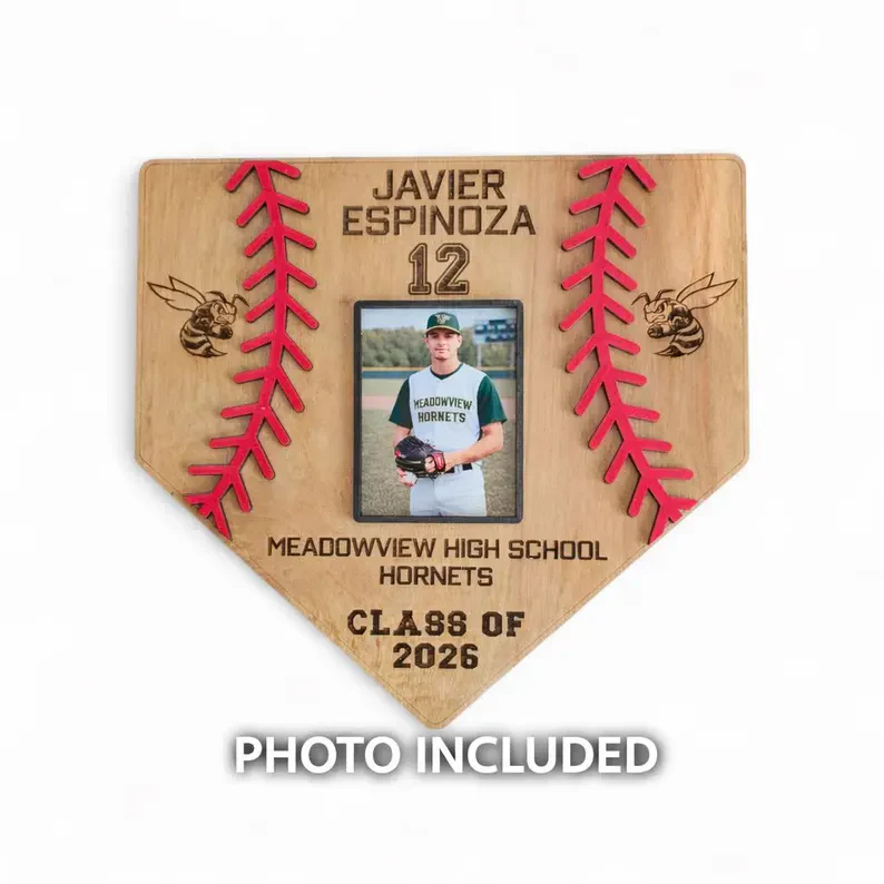Personalized Baseball Home Plate Wood Sign with Photo Senior Gift TH10 169559 - Image 2