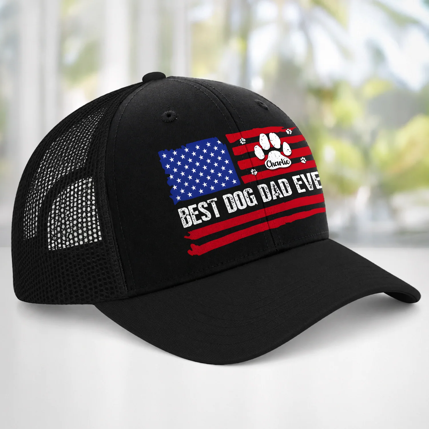 Personalized Best Dog Dad, Dog Mom Ever America Flag Trucker Hat For Dog Lover TH10 170267 - Image 4