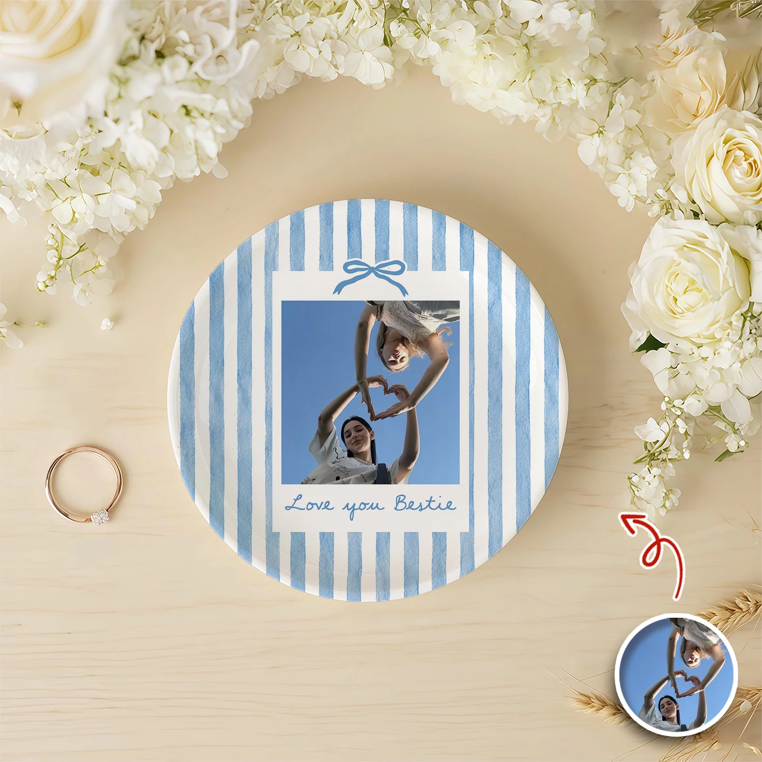 Personalized Bestie Photo Love You Bestie Ring Dish, Birthday Gifts For Bestie TH10 170459 - Image 4