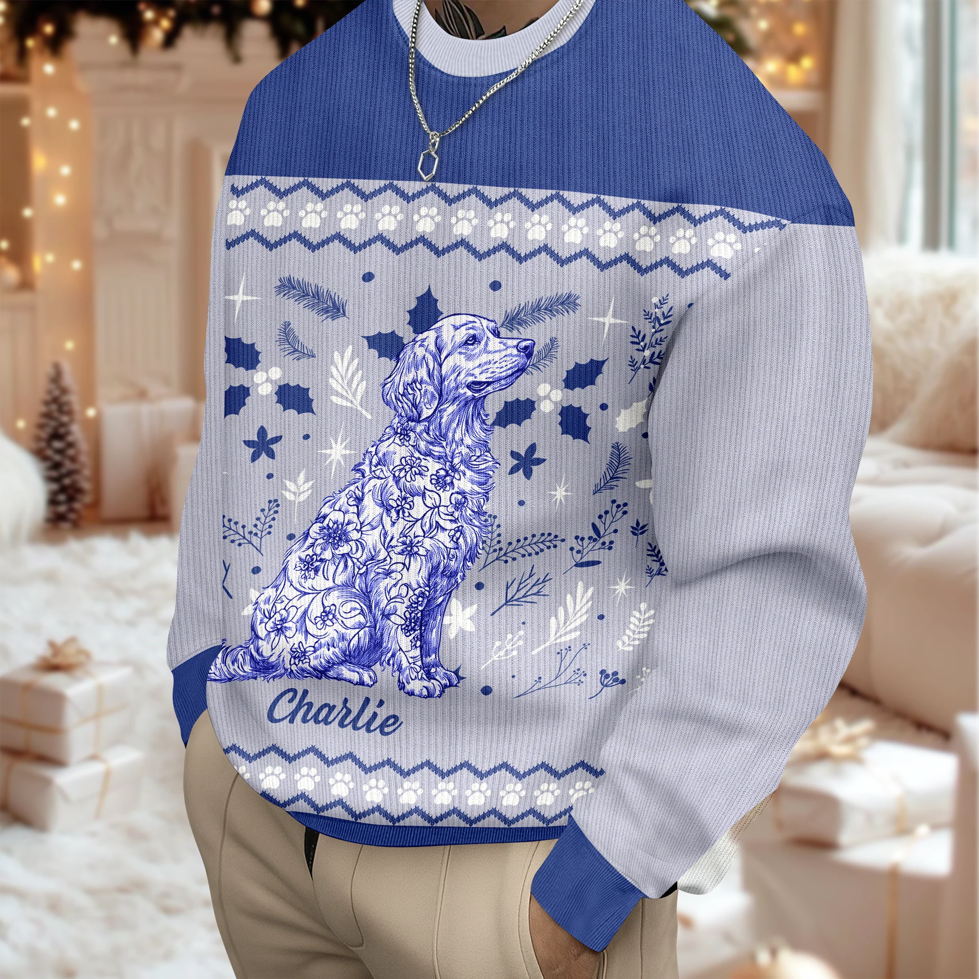 Personalized Chinoiserie Toile De Jouy Dog Ugly Sweater TH10 896041 - Image 6