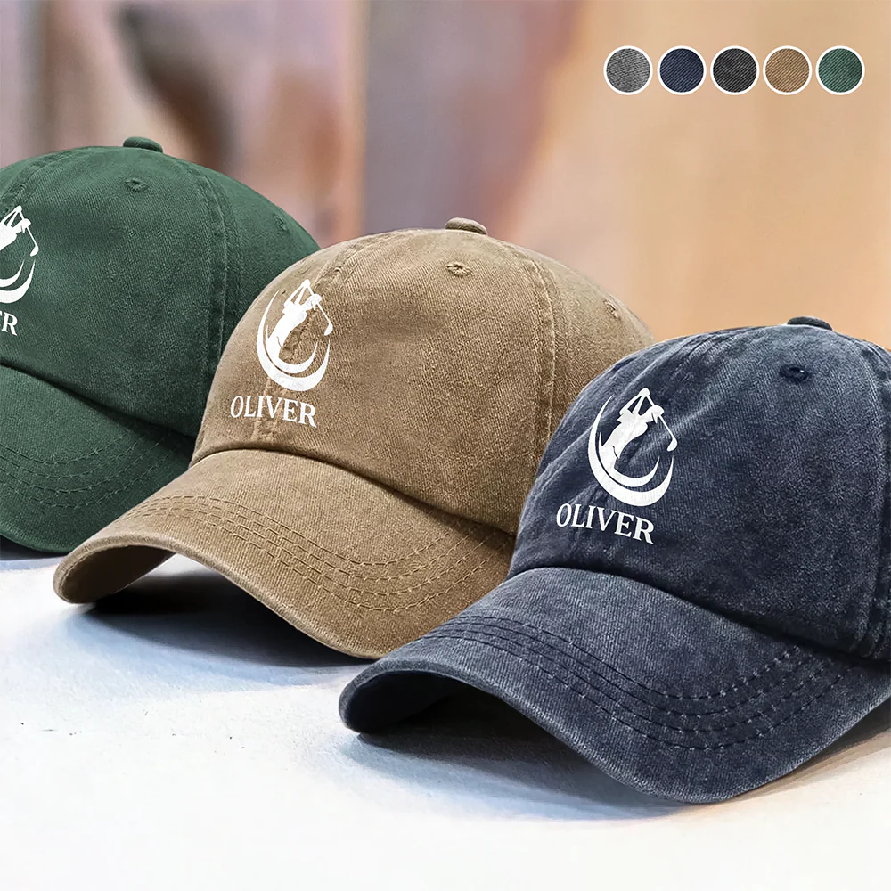 Personalized Custom Name Washed Denim Baseball Cap For Golf Lover TH10 898147 - Image 3