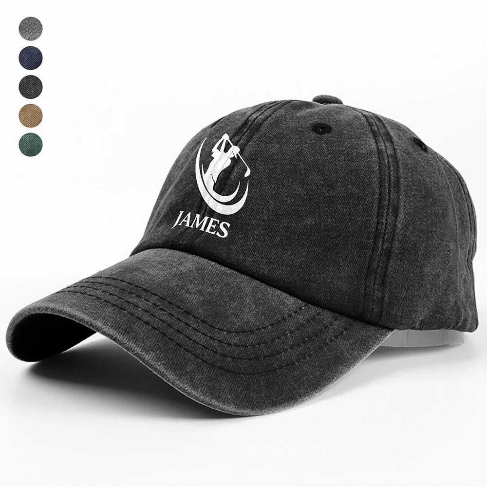 Personalized Custom Name Washed Denim Baseball Cap For Golf Lover TH10 898147 - Image 5