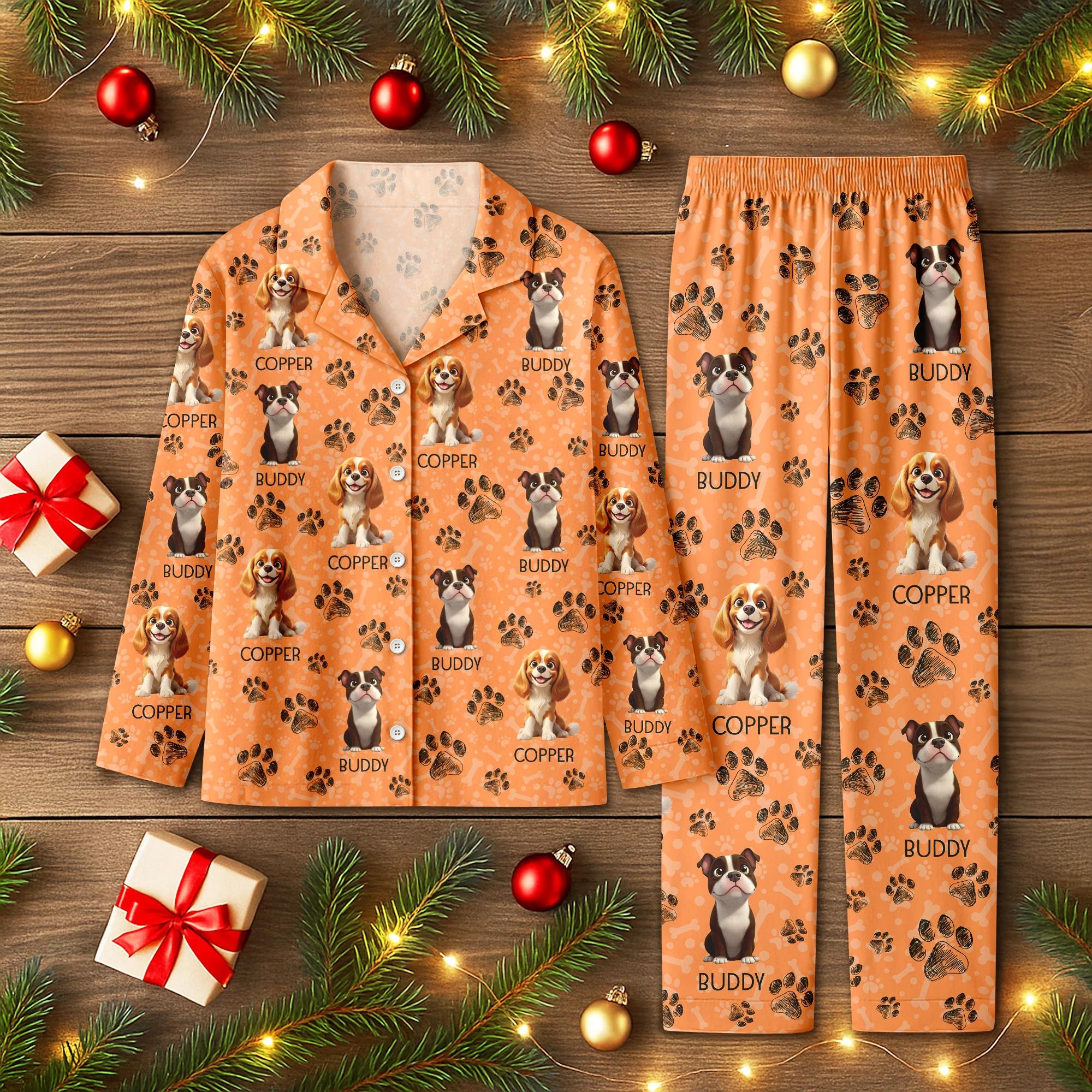 Personalized Dog Clipart With Paw Christmas Pajamas For Dog Lover TH10 896561 - Image 2