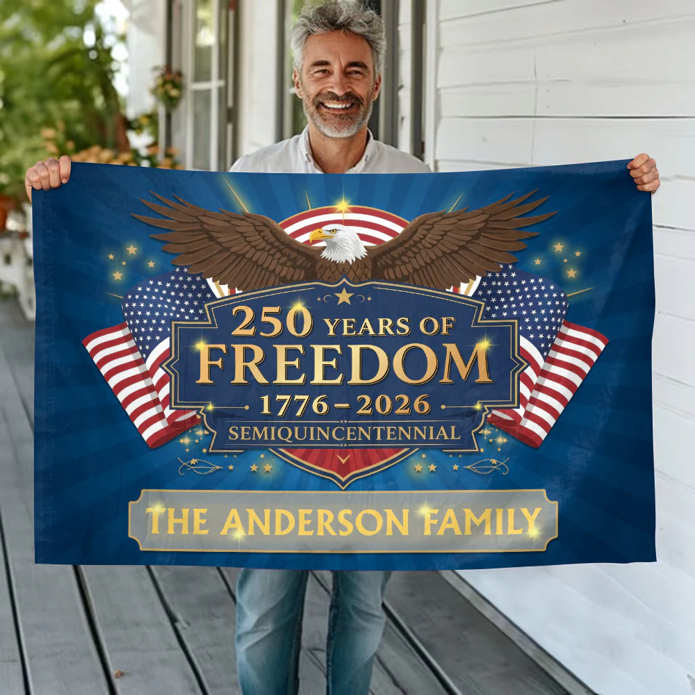 Personalized Family Name 250 Years Of Freedom Semiquincentennial Banner House Flag TH10 898423 - Image 3
