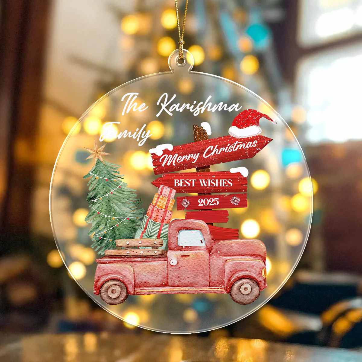 Personalized Family Name Merry Christmas Best Wishes Acrylic Ornament TH10 896317 - Image 2