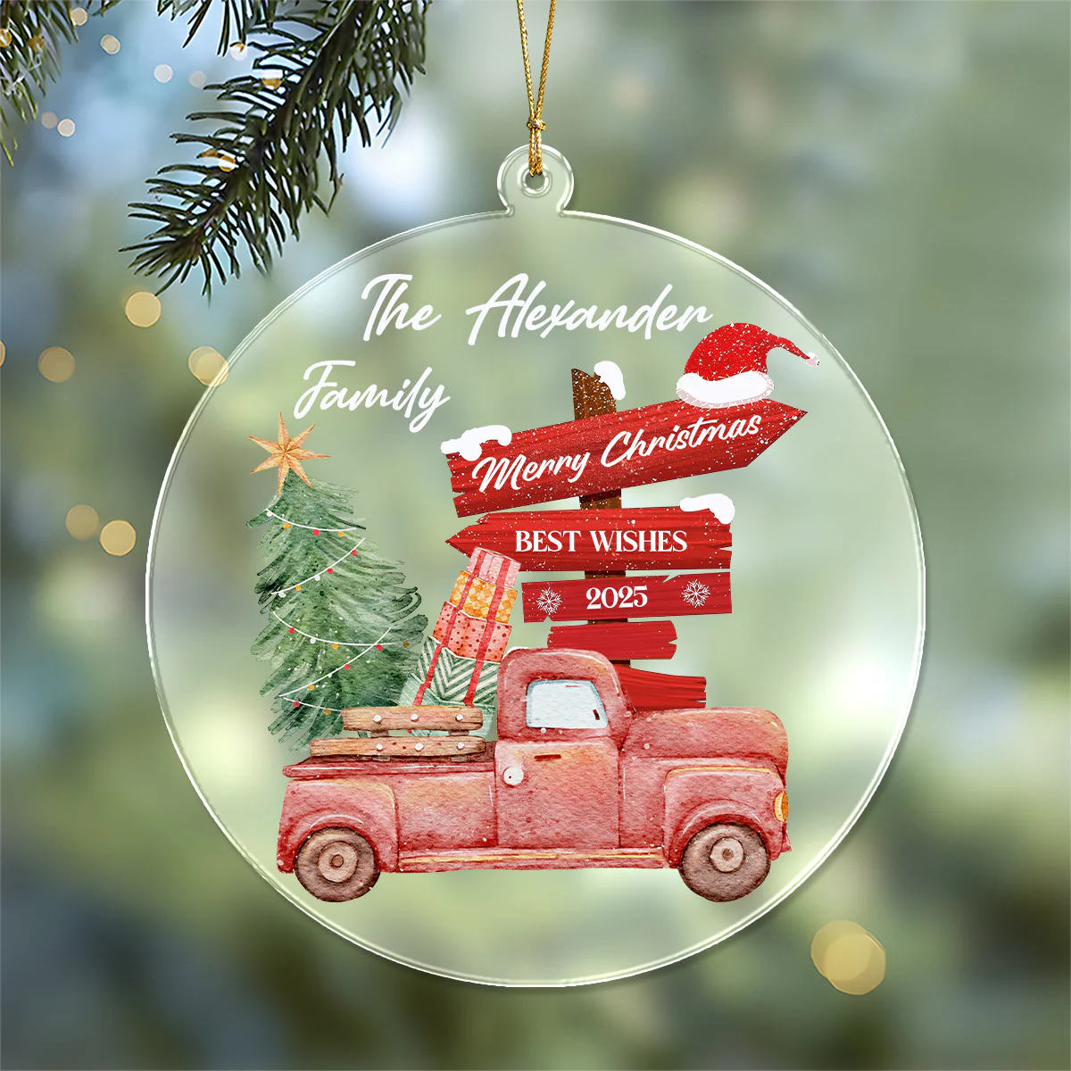 Personalized Family Name Merry Christmas Best Wishes Acrylic Ornament TH10 896317 - Image 3