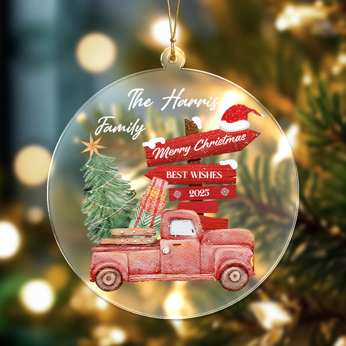 Personalized Family Name Merry Christmas Best Wishes Acrylic Ornament TH10 896317 - Image 5