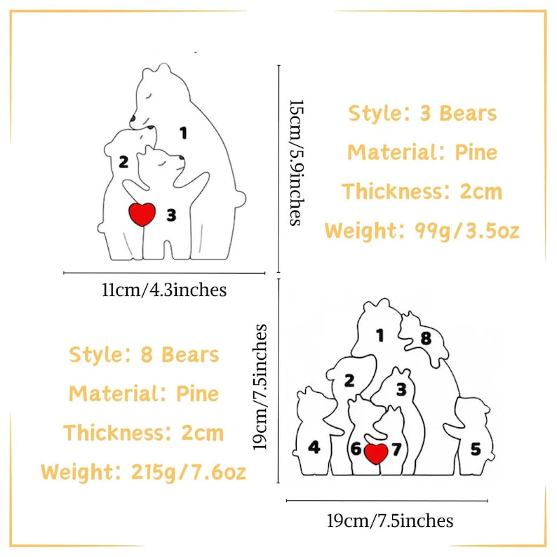 Personalized First Time Mom Gift, Wooden Mom and Baby Bear Puzzle, Family Home Decor TH10 898859 - Image 4