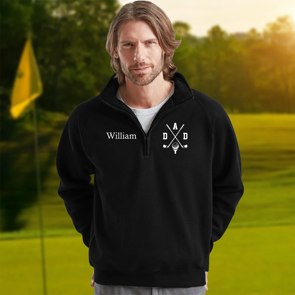 Personalized Golf Dad Printed Quarter Zip, Custom Name Printed Golf Pullover for Dads TH10 898157 - Image 4