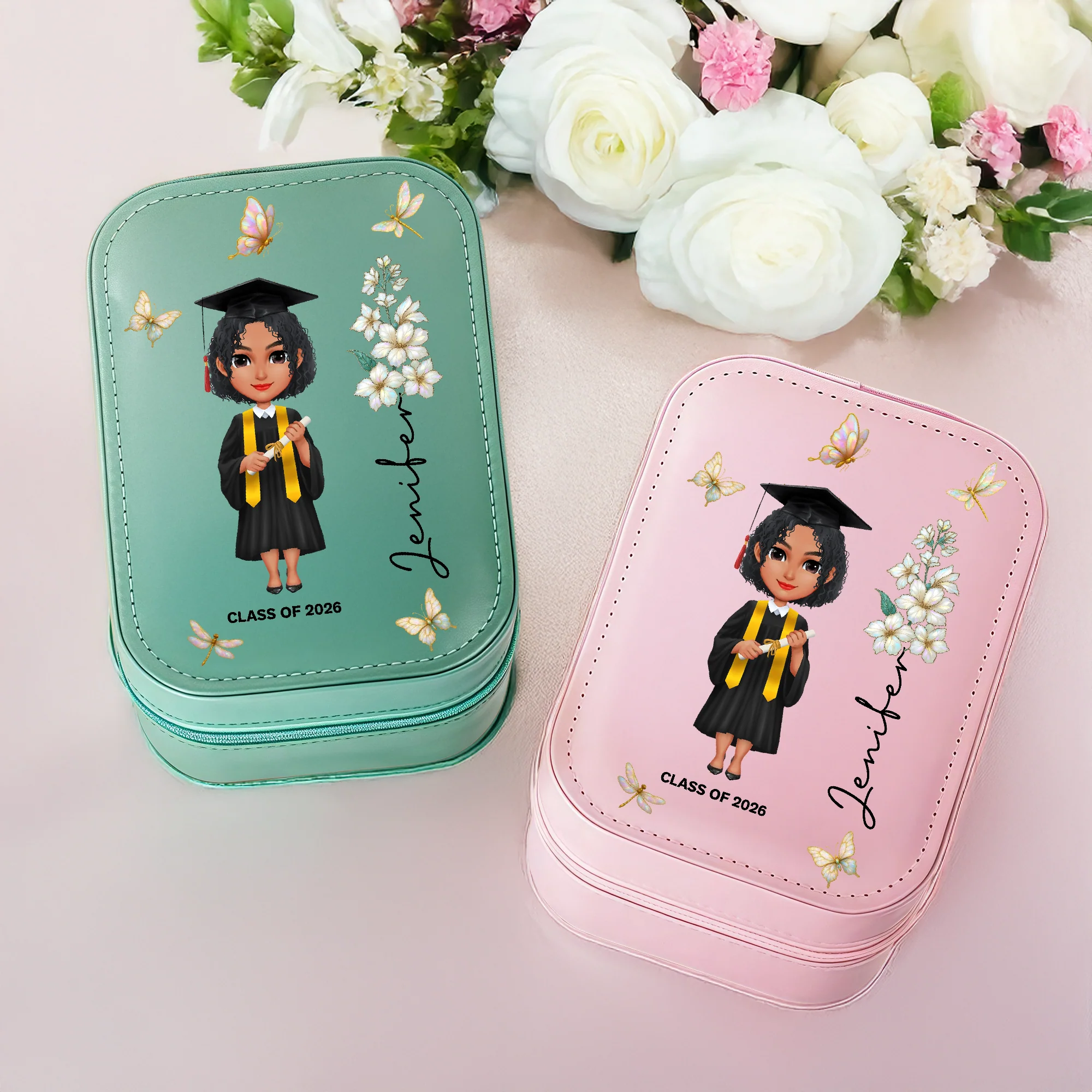 Personalized Graduation Girl With Flower On Makeup Box With LED TH10 896595 - Image 6