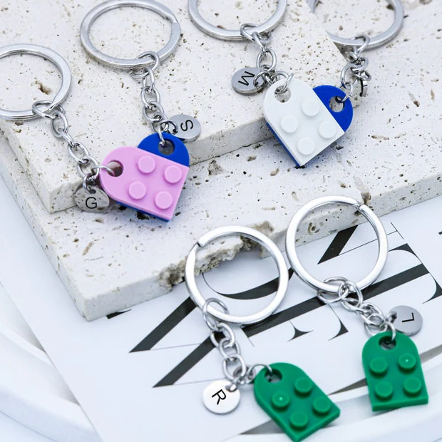 Personalized Initial Heart Keychain Set For Couple TH10 898023 - Image 6