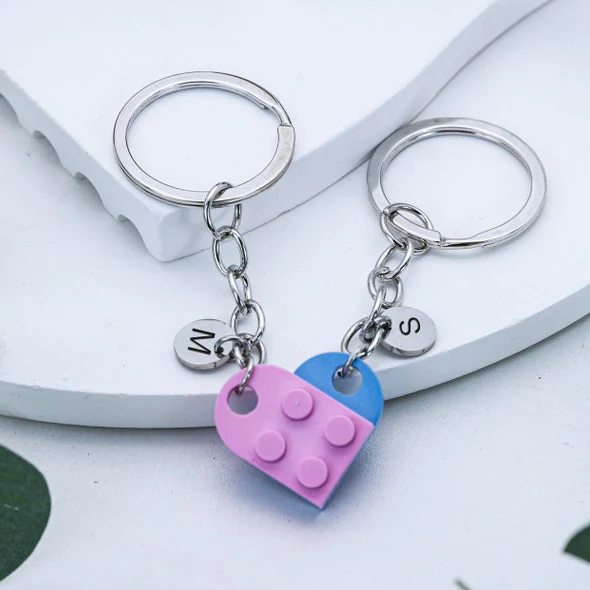 Personalized Initial Heart Keychain Set For Couple TH10 898023 - Image 8