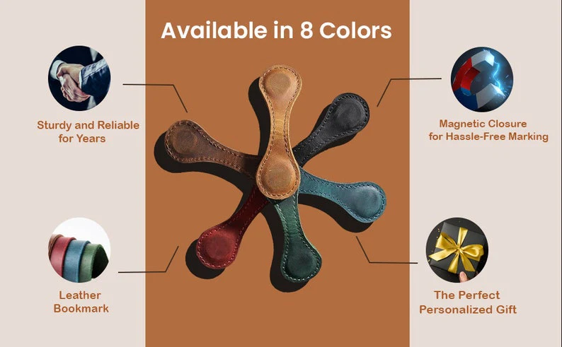 Personalized Leather Magnetic Bookmark TH10 896909 - Image 4