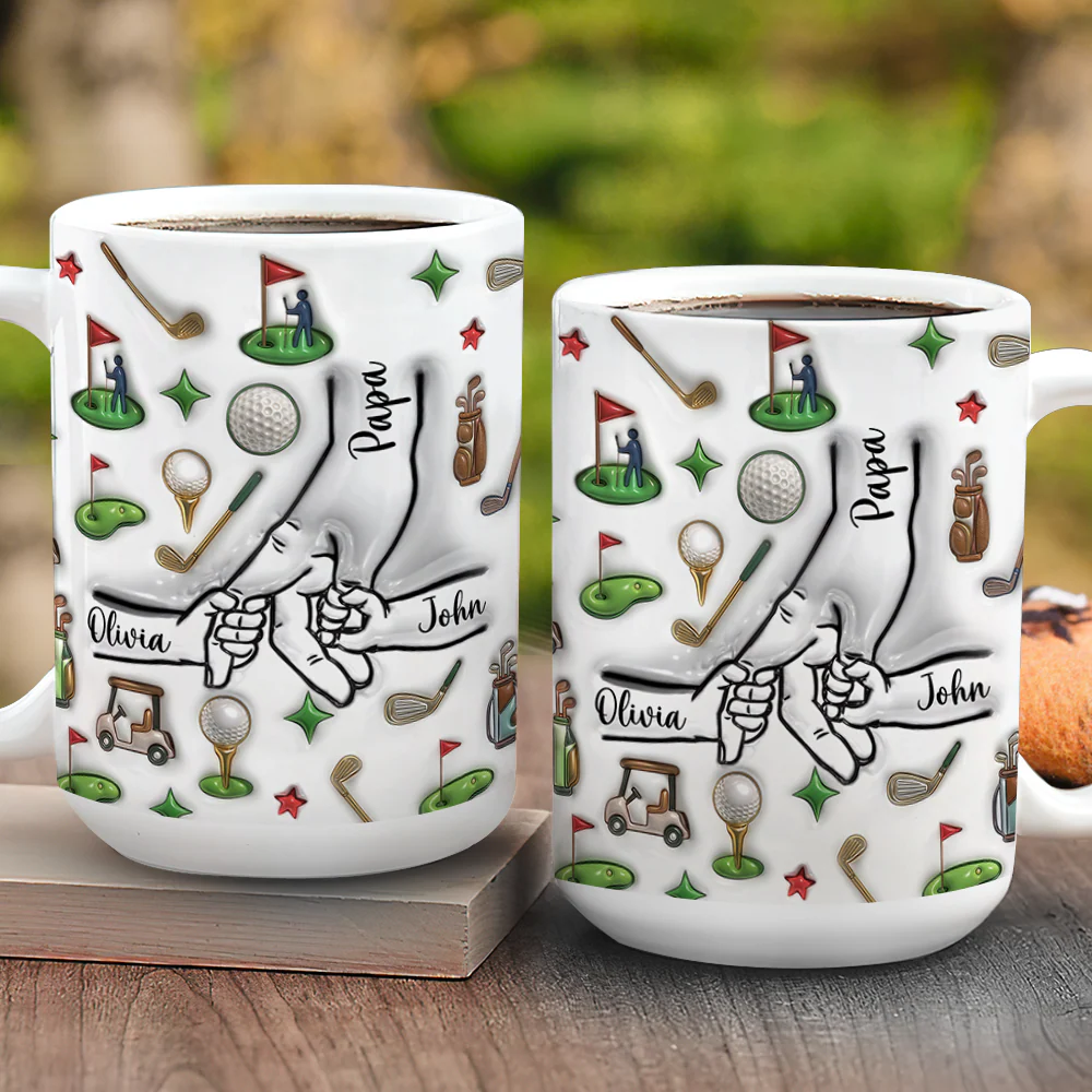 Personalized Papa Golf Mug With Kids Names 3D Inflated Effect Mug TH10 169845 - Image 5