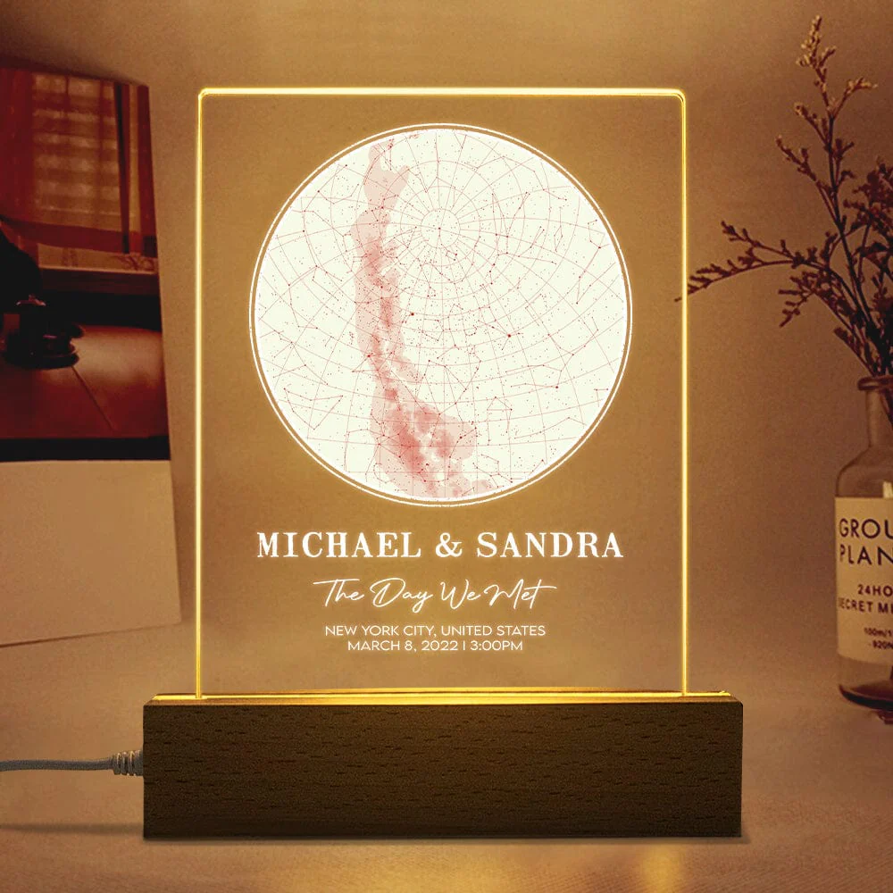 Personalized Star Map Acrylic Plaque With LED Night Light TA29 889593