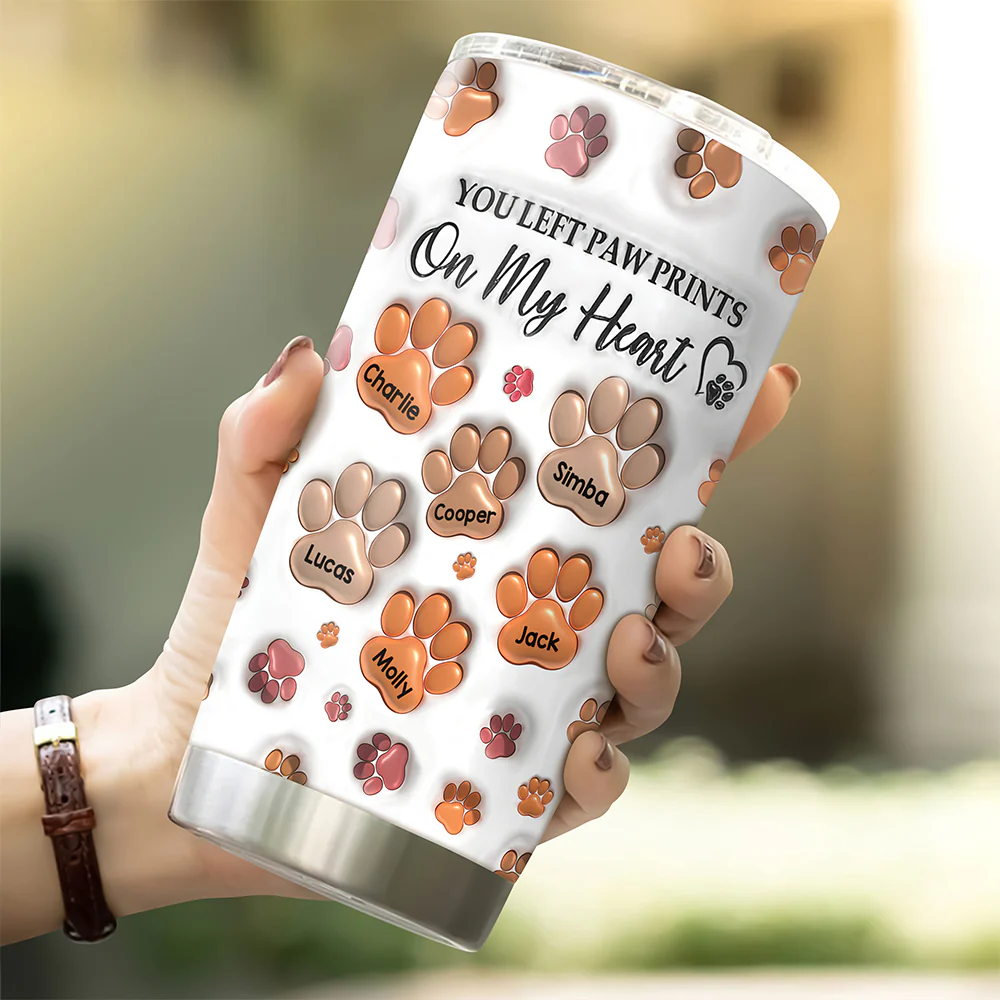 Personalized You Left Paw Prints On My Heart Fat Tumbler TH10 169283 - Image 4
