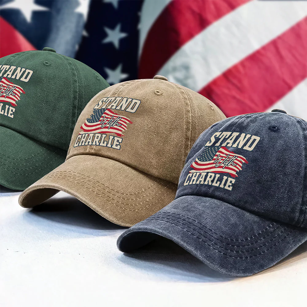 Stand With Charlie Washed Denim Baseball Cap TH10 64415 - Image 3