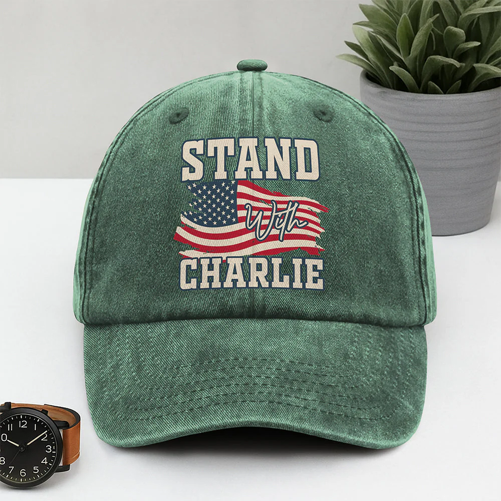 Stand With Charlie Washed Denim Baseball Cap TH10 64415 - Image 4