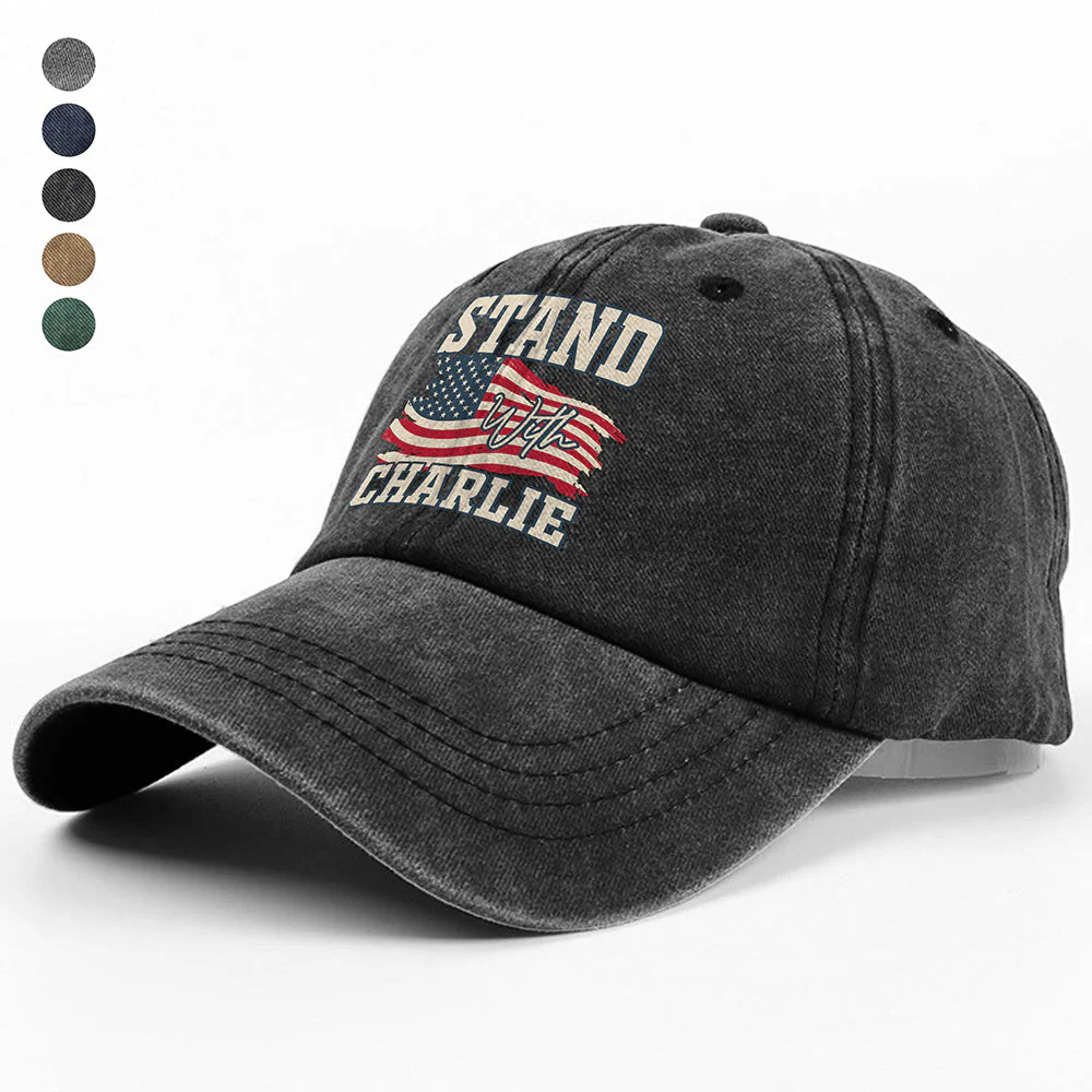 Stand With Charlie Washed Denim Baseball Cap TH10 64415 - Image 5