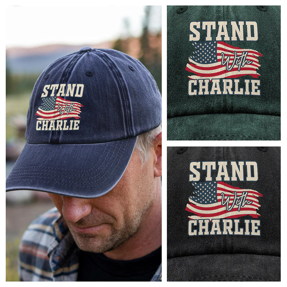 Stand With Charlie Washed Denim Baseball Cap TH10 64415 - Image 6