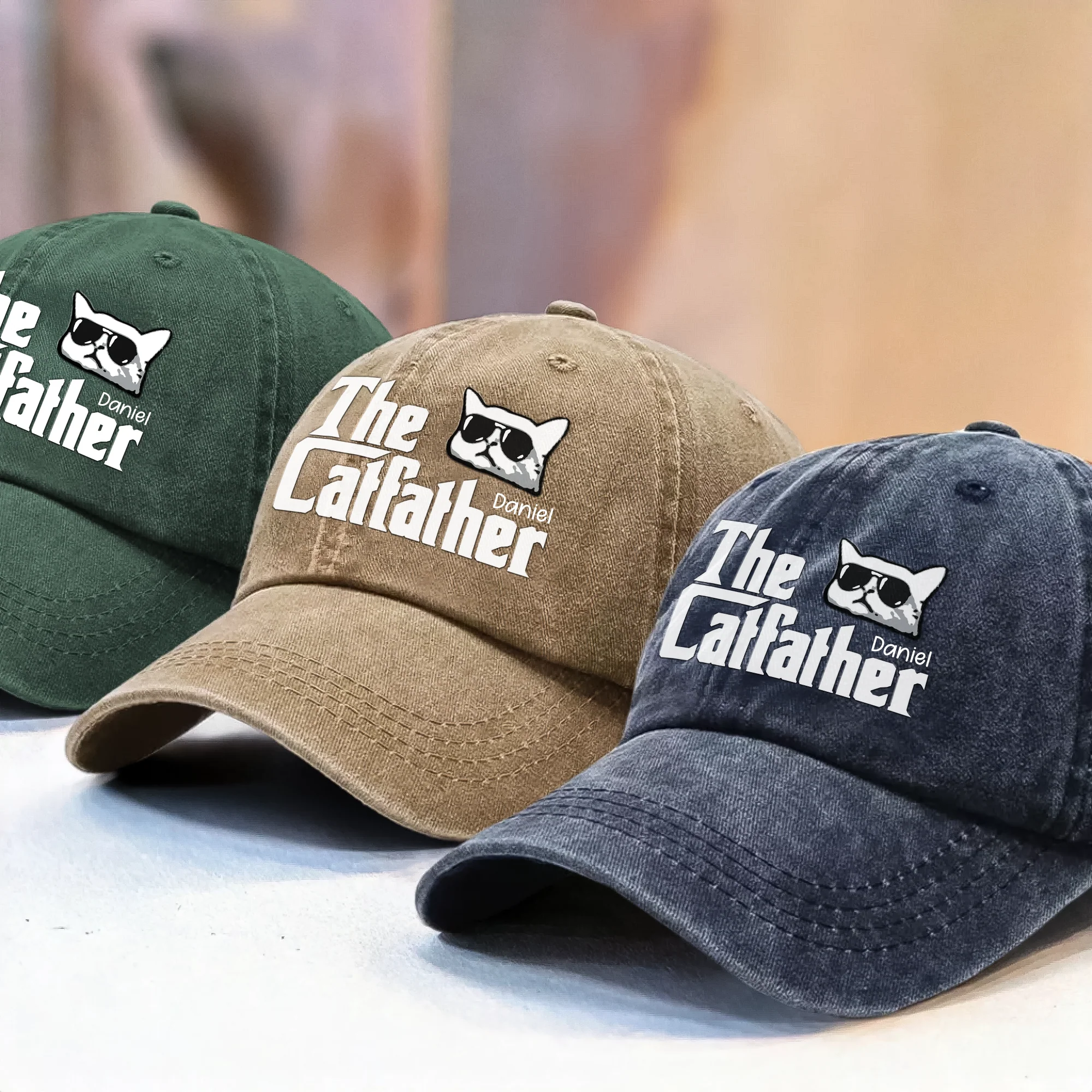The Catfather Washed Denim Baseball Cap TH10 892997 - Image 5