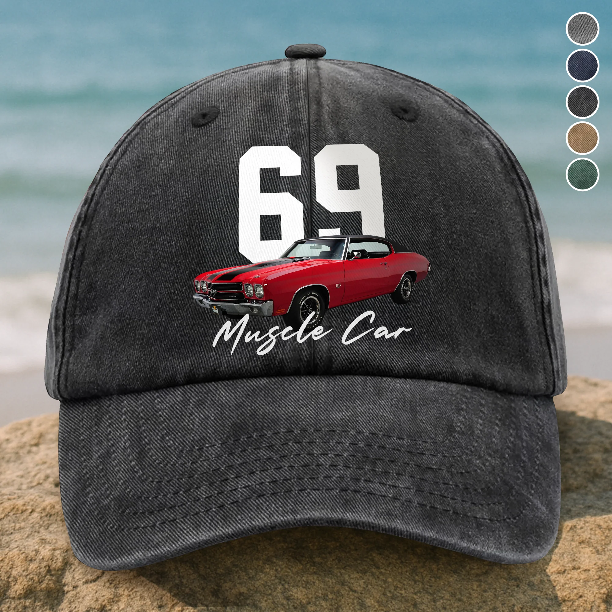 Upload Car Photo And Number Washed Denim Cap TH10 896975 - Image 2