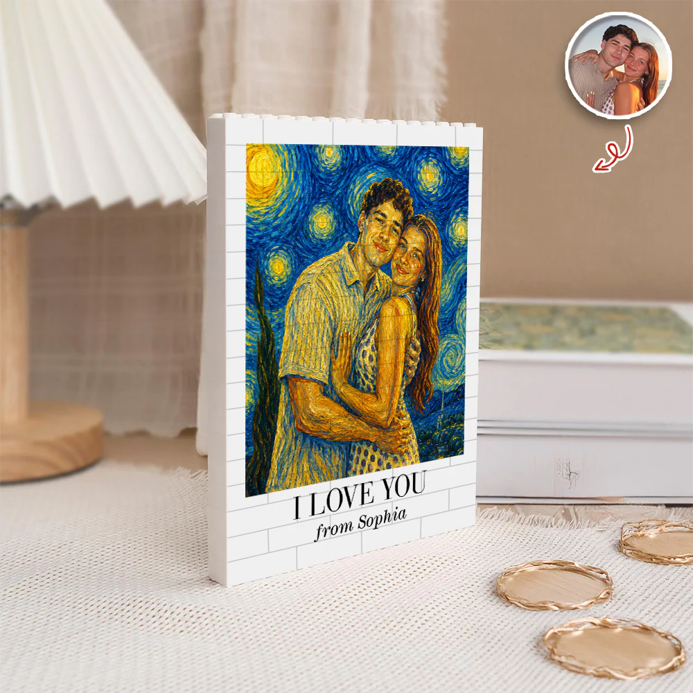 Custom Photo I Love You Van Gogh Art Anniversary Gifts Building Brick Block TH10 170273 - Image 6
