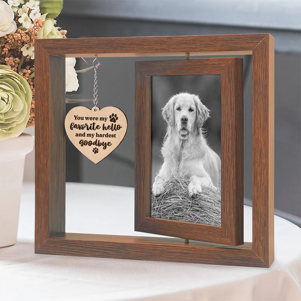 You Left Paw Prints On My Heart Memorial Rotating Wooden Picture Frame TH10 894219 - Image 2
