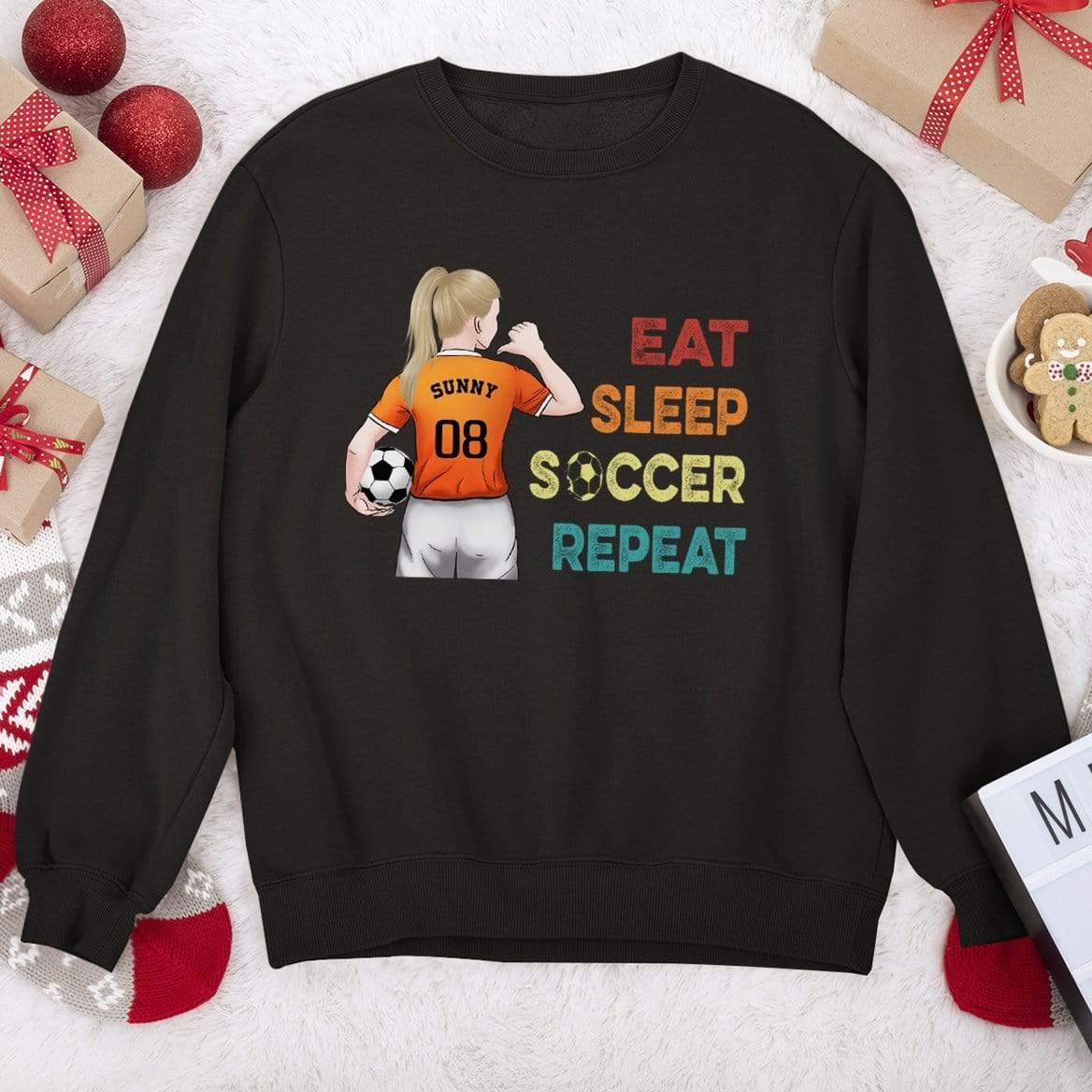 Eat Sleep Soccer Repeat Soccer Shirt - Image 2